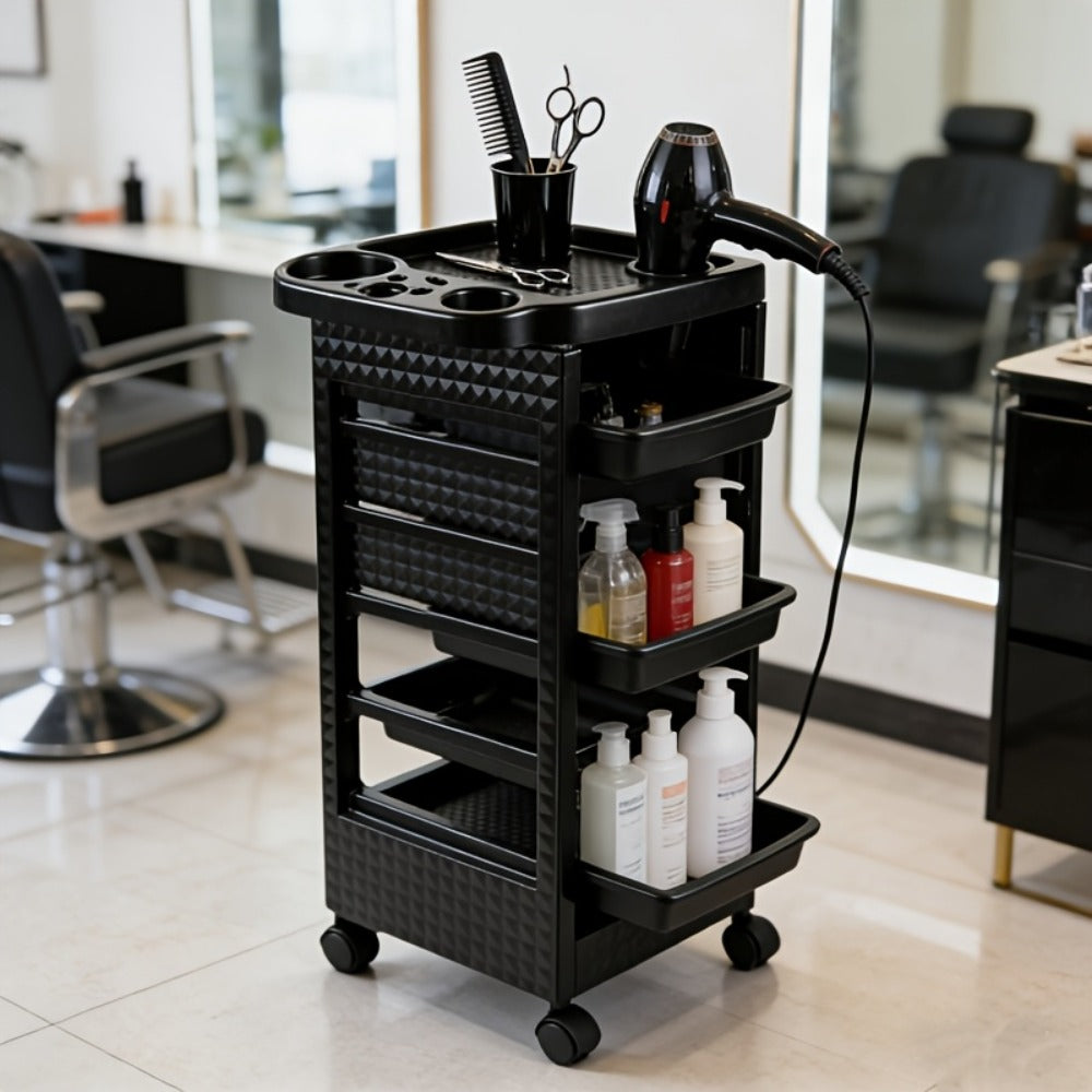 5-Drawer Salon Trolley Cart on Wheels – Professional ABS Rolling Beauty Storage Organizer for Hair Stylist Barber Spa Nail Tattoo Studio