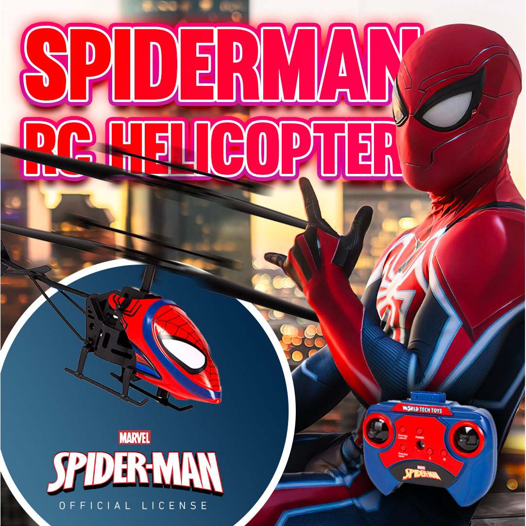 Marvel Spider-Man 2CH IR Remote Control Helicopter, Indoor Flying Toy for Kids Boys Superhero Fan
