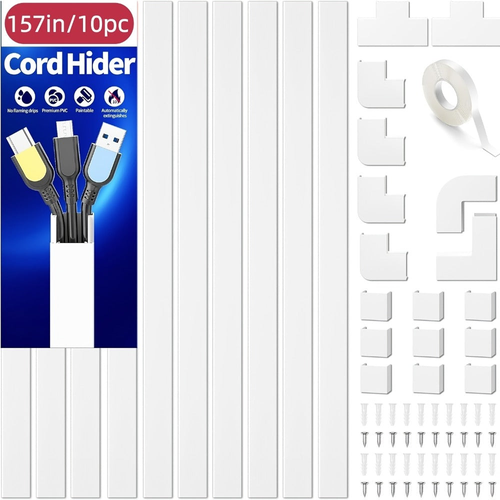 Cable Raceway Cord Hider for Wall Paintable White Self-Adhesive No-Drill for an Everyday Personal Care Routine