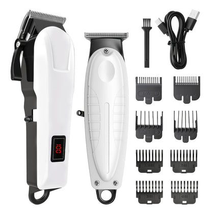 Hair Clippers & Trimmers White One-, Two- or Three-Piece Set with LCD Displays, USB-C Charging and Guide Combs