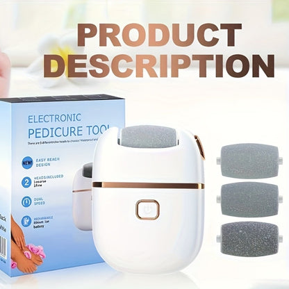 Electric Callus Remover Rechargeable Foot Grinder with 3 Replacement Heads 2 Speed Settings IPX5 Waterproof USB Charging Portable Pedicure