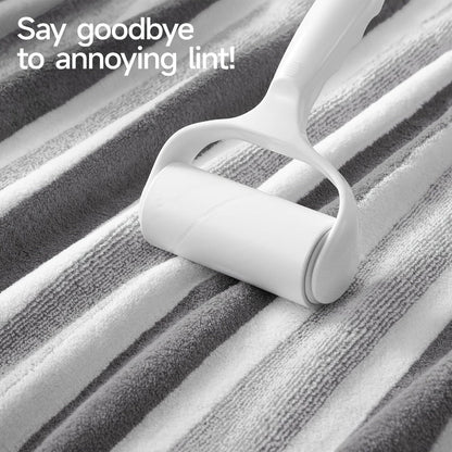 Bath Towels Set 1 or 4 Pack 346GSM Polyester Striped Towels 70 x 140cm in Four Colors for Home and Guest Use