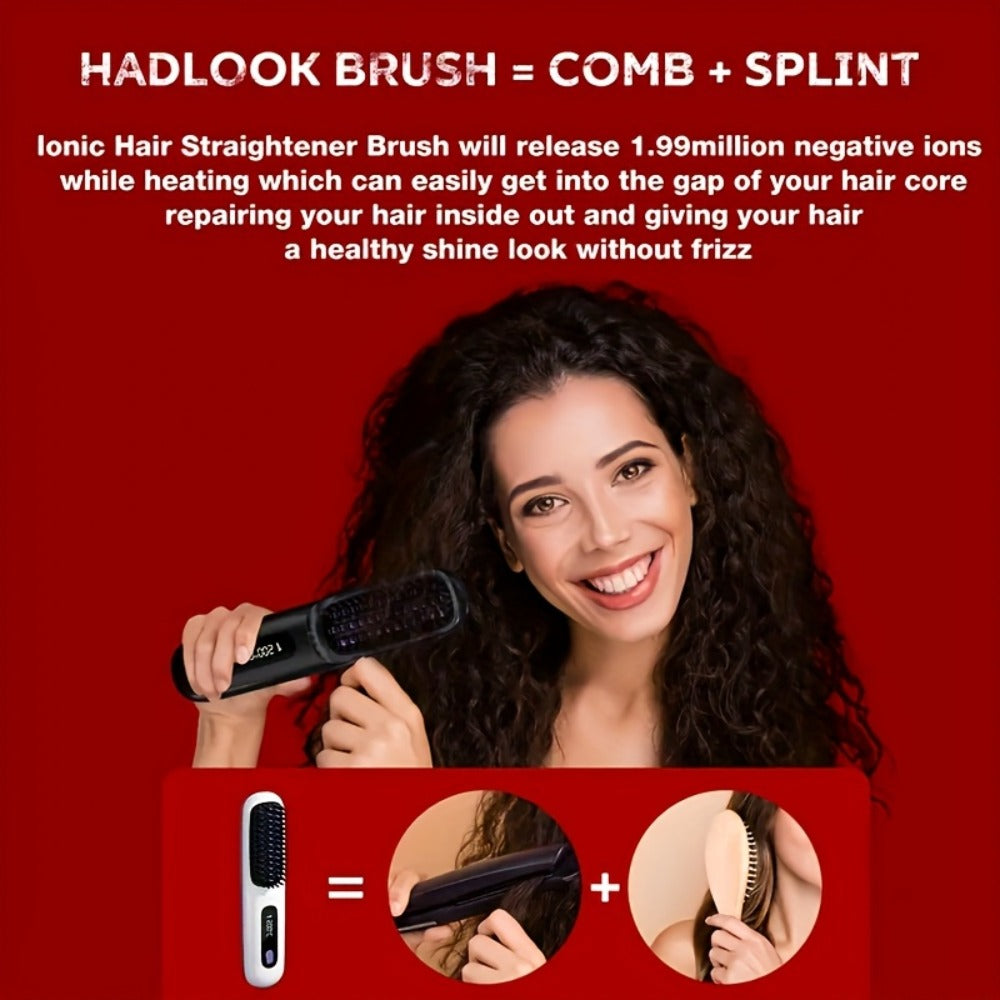 Cordless Hair Straightener 2-in-1 Ceramic Flat Iron & Curler – USB-C Rechargeable Wireless Portable Travel Styling Tool 3-Speed Heat