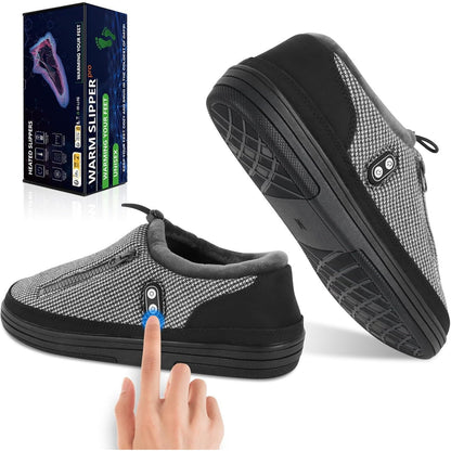 Heated Slippers for Men & Women with 5000mAh Battery – Electric Foot Warmer Shoes, Carbon Fiber Heating, 3 Heat Settings