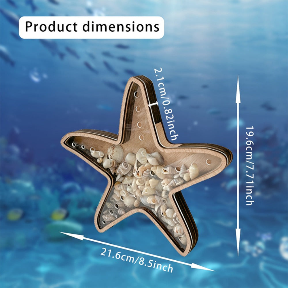Starfish Shaped Wood Storage Tray Coastal Boho Decor Organizer for Bathroom Vanity Desk Entryway Jewelry Crystals Seashells Display Gift