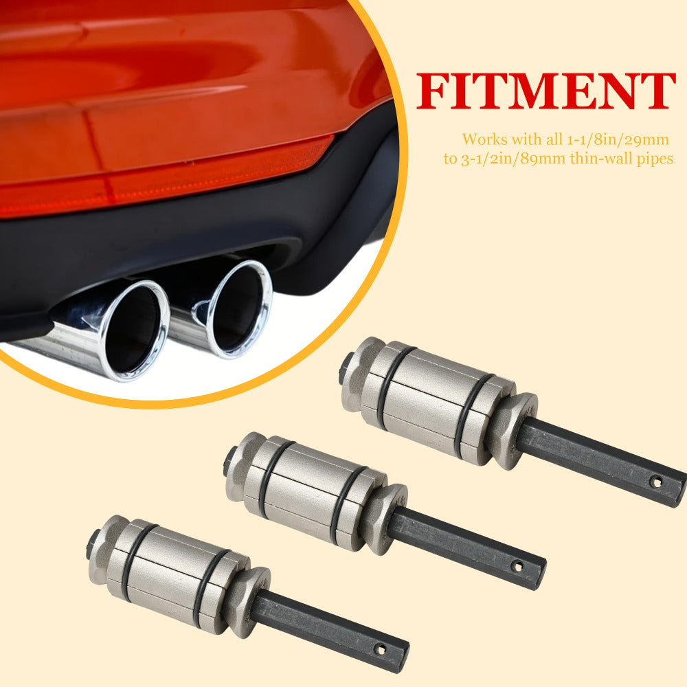 Exhaust Pipe Expander Set 3-Piece – Heavy-Duty Forged Carbon Steel Muffler & Exhaust System Repair Tool Non-Slip Grip for Car, Truck