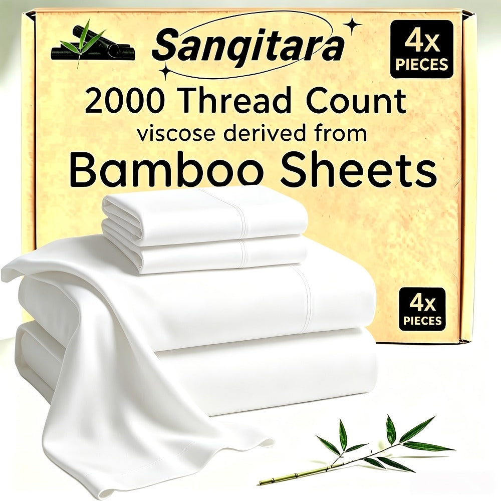 Cooling Fitted Sheet Bamboo Blend Ultra-Soft Deep Pocket Bed Sheet for Hot Sleepers Twin Full Queen King Size Machine Washable Breathable