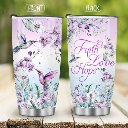 Hummingbird Flower Vacuum Insulated Travel Tumbler 20oz – Gift for Mom Grandma Sister Daughter Birthday Valentine's Day