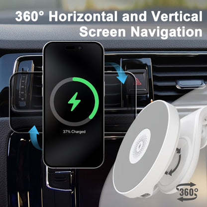 Magnetic Wireless Car Charger Mount 15W 360° Swivel Ball Joint Air Vent Holder for iPhone 17 17 Air 17 Pro Max 16 15 14 13 12 Series