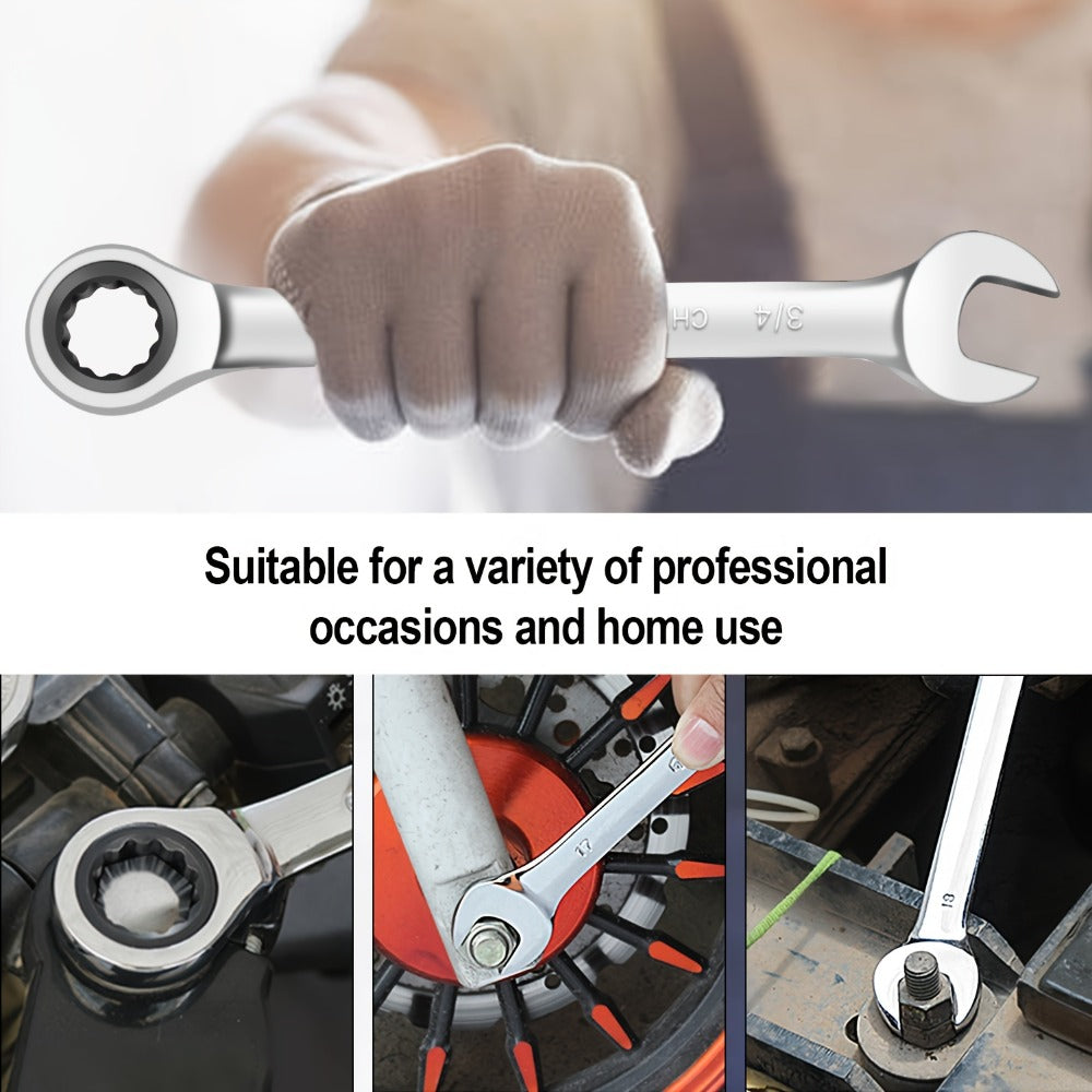 Combination Ratcheting Wrench Set 22pcs SAE & Metric, 1/4"-3/4" & 6-18mm Chrome Vanadium Steel, 72-Tooth Ratchet Wrenches with Oxford Bag