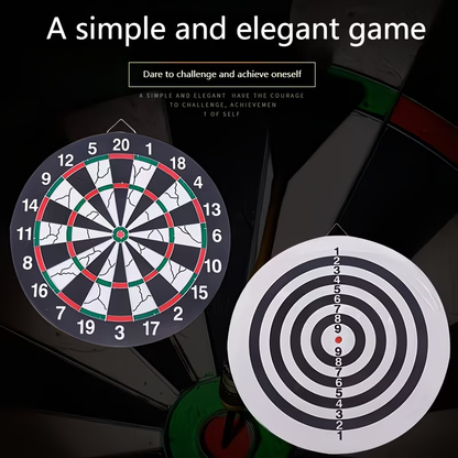 17-Inch Double-Sided Flocked Dartboard Set with Six Steel-Tip Darts, Hanging Hook and Two Target Designs