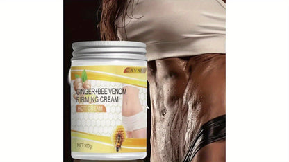 Body Firming Cream for Women – Ginger & Bee Venom Tightening Lotion with Glycerin, Aloe Vera & Vitamin E, Targets Abdomen Arms Legs Waist