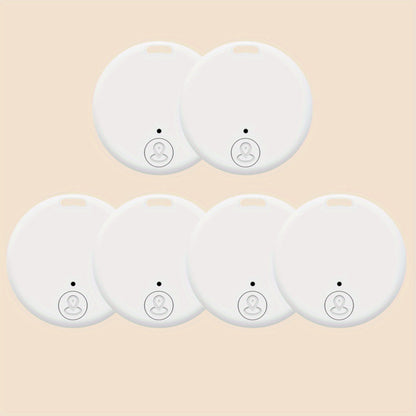 Six-Pack Round Bluetooth Key Finders in White, Black and Mixed Colors with App-Based Audible Locator