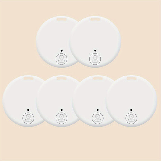 Six-Pack Round Bluetooth Key Finders in White, Black and Mixed Colors with App-Based Audible Locator