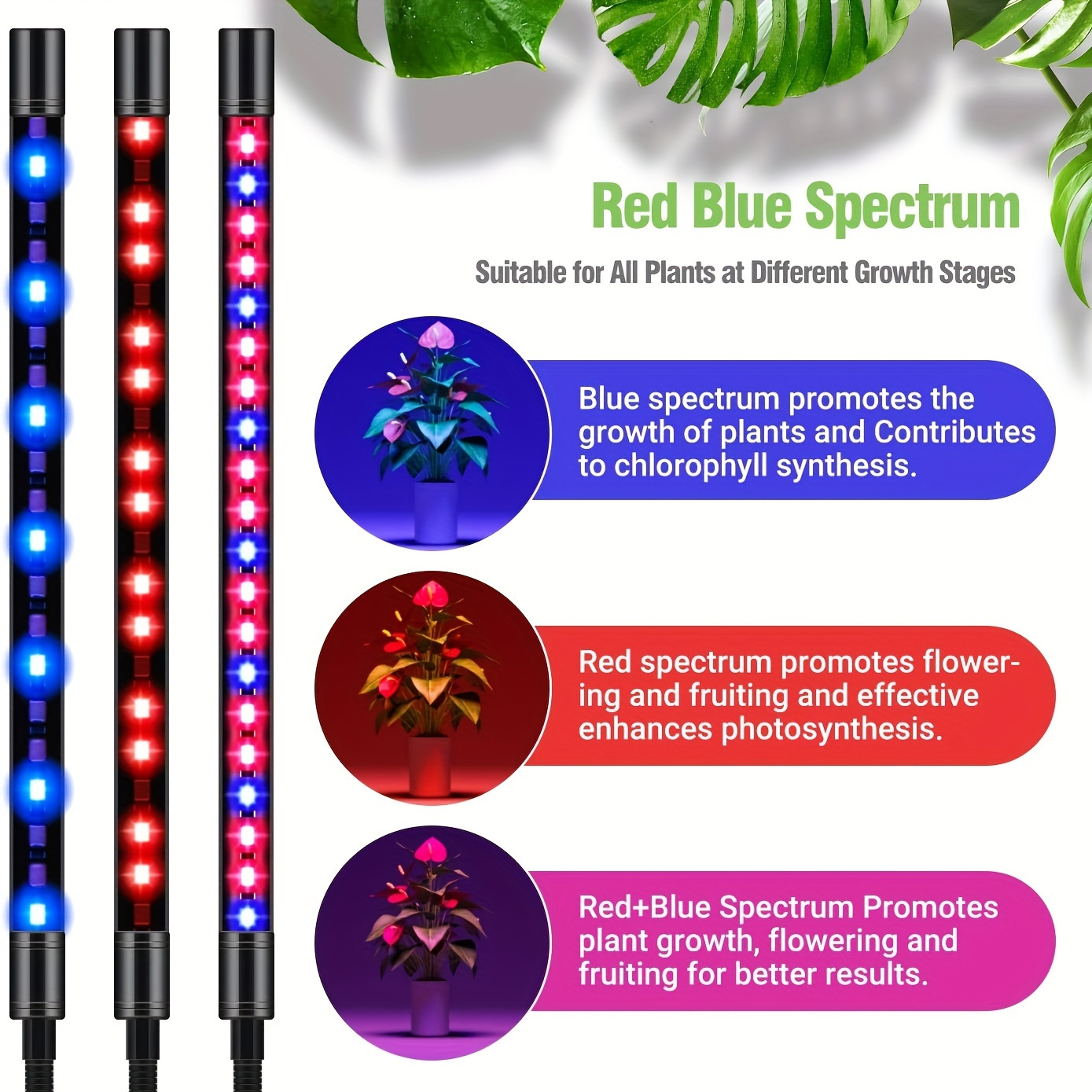 Adjustable Floor Tripod LED Plant Lamp with RF Remote, 4 or 5 Flexible Heads and 29-61in Stand