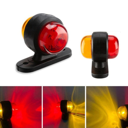 LED Side Marker Lights 2pcs 12-24V – Universal Truck Trailer Pickup Warning Indicator Lamp, Tail Light & Side Light, Red+Yellow / Red+White
