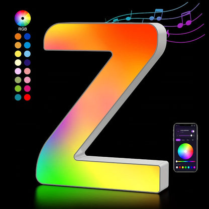 LED Letter Lights Music Sync – Colorful Flashing Marquee Alphabet Lights for Room Decor, Party, Bedroom, Festival & Camping