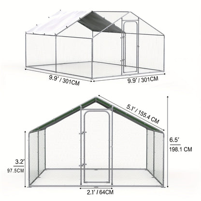 Metal Chicken Run Outdoor Poultry Cage Large Walk-in Enclosure for Chickens Ducks Rabbits for Garden, Patio and Yard Use