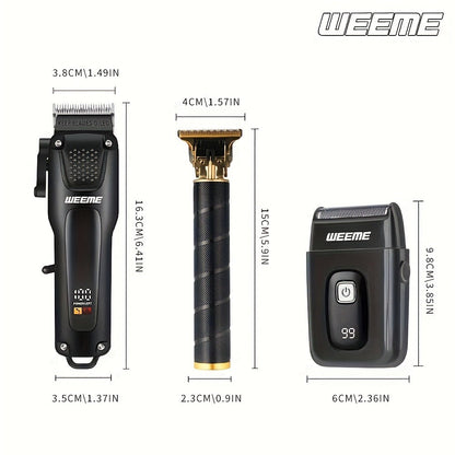 Mens Grooming Kit with Nose Hair Trimmer Electric Shaver WEEME 826 USB Rechargeable LCD Display – Complete Shaving Trimming Set Gift for Dad