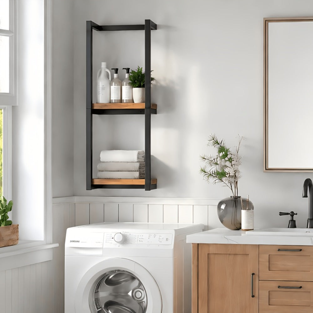 Towel Rack Wall Mounted 2-Layer Storage Organizer 11.2 Inch – Space Saving Hanging Towel Holder for Bathroom