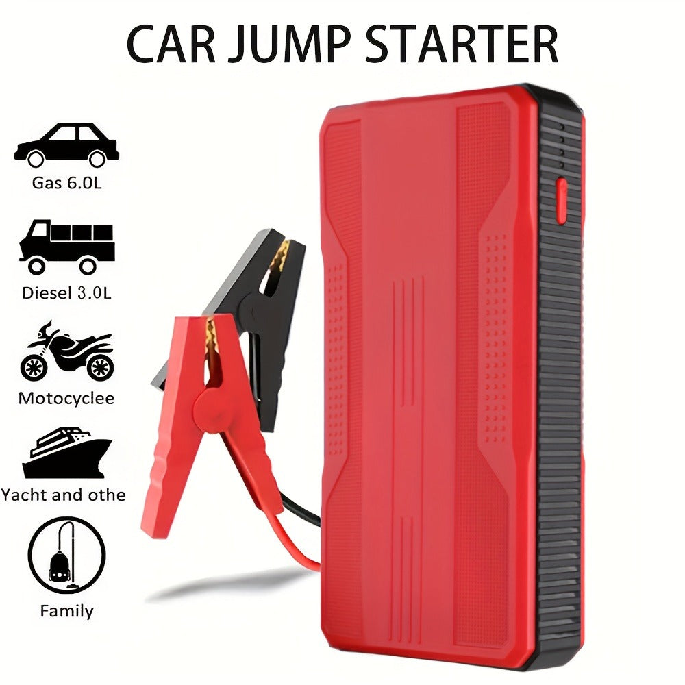 Portable Car Jump Starter Power Bank 200A Peak – 12V Emergency Battery Booster for Gas Engines Under 2.0L, USB & Type-C Charging, LED Light