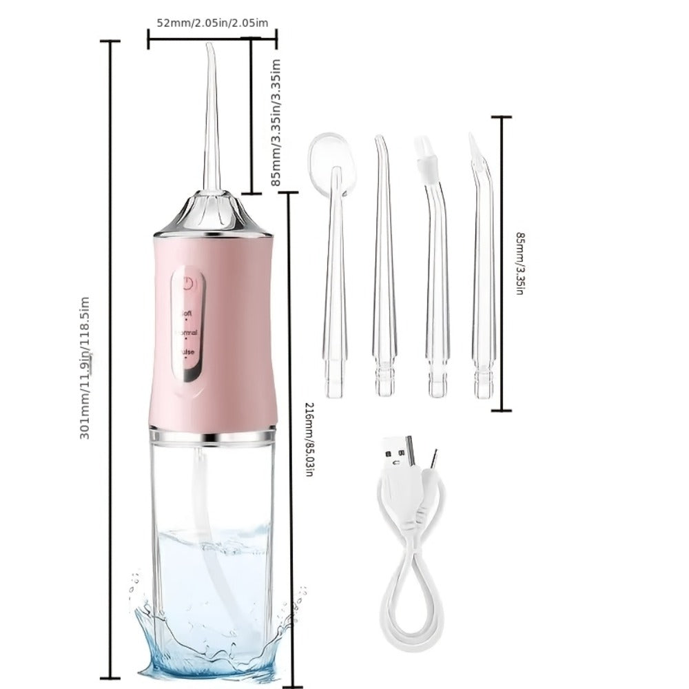 Portable Oral Irrigator with 360° Rotating Nozzle, Three Pressure Modes, USB Charging and Four Color Options