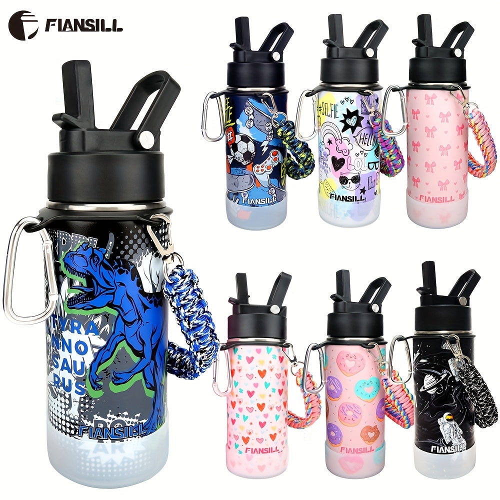 Insulated Water Bottle 16oz – Stainless Steel Vacuum Tumbler with Fun Printed Designs – Leak-Proof Kids & Teen Water Bottle