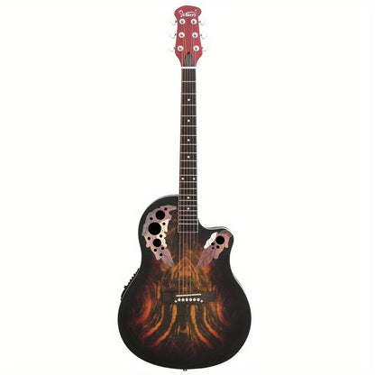 41 Inch Full-Size Cutaway Acoustic-Electric Guitar Grape Voice Hole Spruce Top Round Back Sunset Color detail image - detail view 3