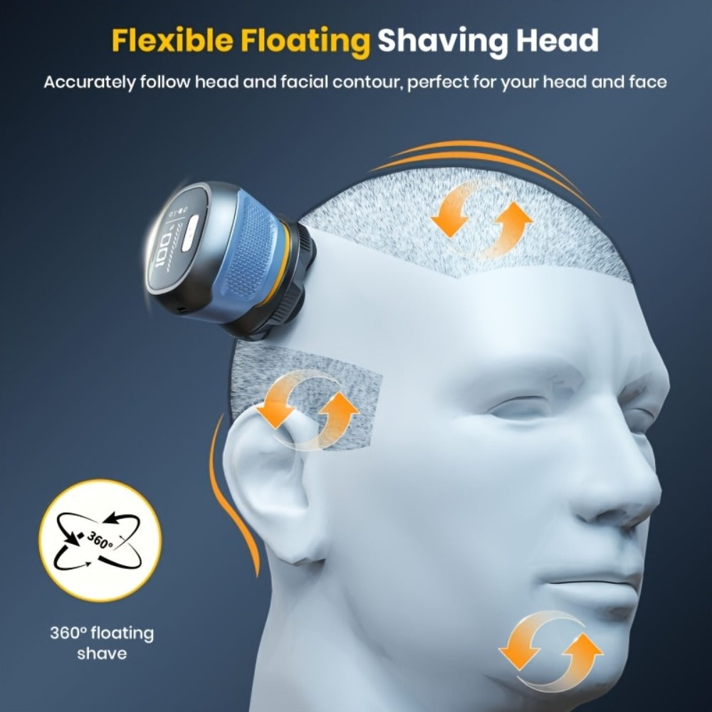 6D Magnetic Rotary Head Shaver IPX7 Waterproof Rechargeable – Quiet Motor Bald Head Shaver & Beard Trimmer with Replaceable Magnetic Blade