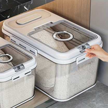 Food Storage Containers PET Rice Canister with Flip-Top Buckle Lid in 2.06- or 2.85-Gallon Sizes