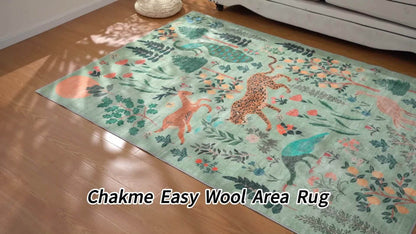 Area Rug, Jungle Animal and Tiger Print Indoor Carpet in Black, Green or Pink with Four Room-Size Options