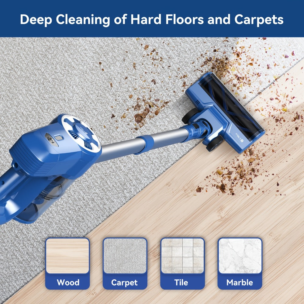 Cordless Vacuum Cleaner Stick Vacuum, MAX 70Kpa Suction, 45-Min Runtime, Anti-Tangle, 50.72oz Dust Cup