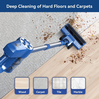 Cordless Vacuum Cleaner Stick Vacuum, MAX 70Kpa Suction, 45-Min Runtime, Anti-Tangle, 50.72oz Dust Cup