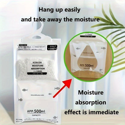 Hanging Moisture Absorber Bags 10-Pack, Dehumidifier Bags for Closet Wardrobe Bedroom Bathroom