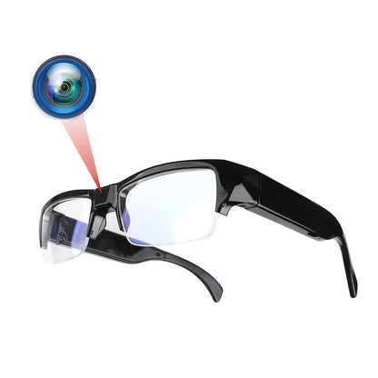 Slim Clear-Lens Camera Glasses in Black with Front Camera and 32GB or 64GB Memory Card Bundles