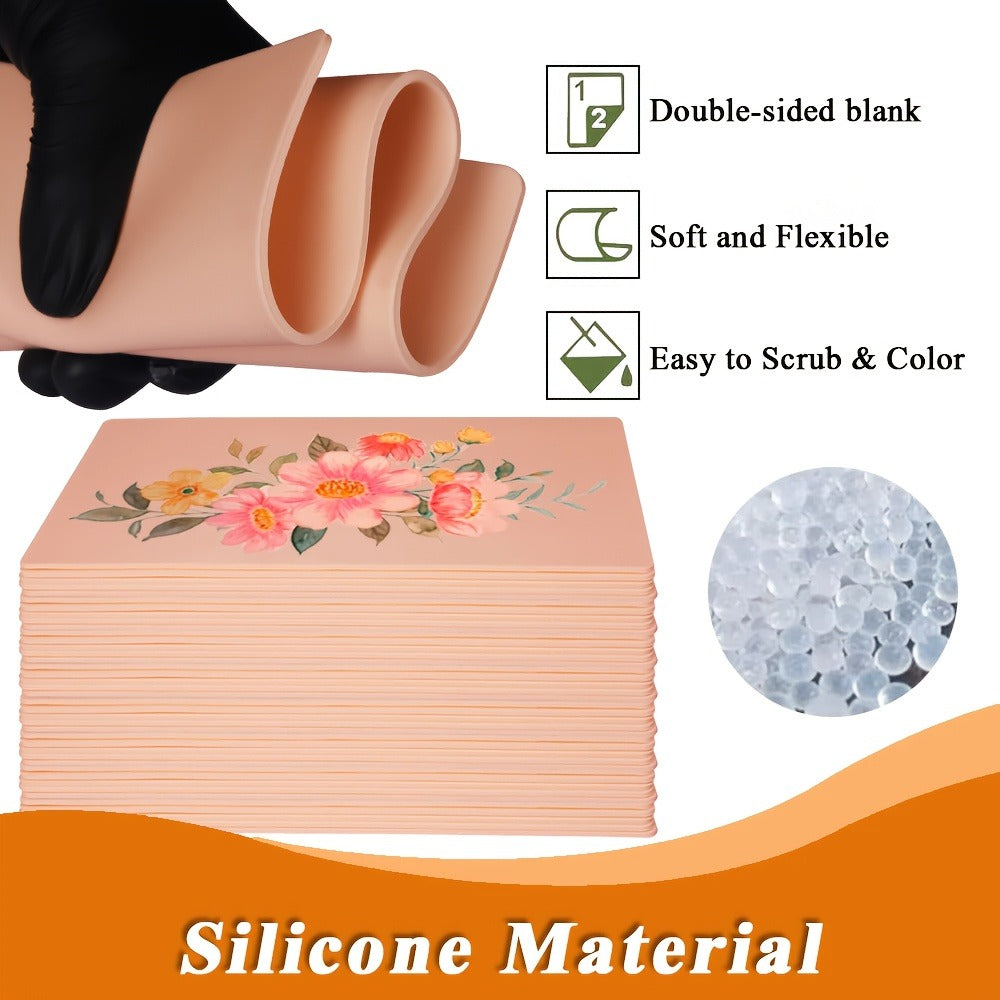 Silicone Tattoo Practice Skin 3mm Thick Double-Sided Fake Skin for Beginners & Professional Artists – Line Work Shading Outlining Eyebrow