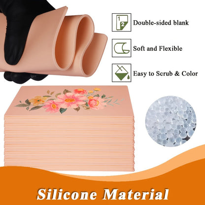 Silicone Tattoo Practice Skin 3mm Thick Double-Sided Fake Skin for Beginners & Professional Artists – Line Work Shading Outlining Eyebrow