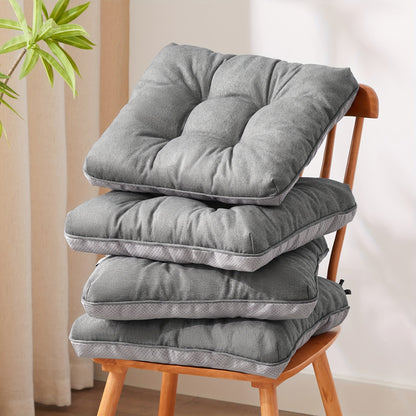 Memory Foam Chair Cushions Set of 4 – Kitchen Chair Pads with Non-Slip Backing & Ties, 500GSM Thick Seat Cushions for Dining Chairs Indoor