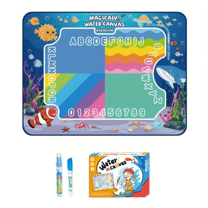 Water Canvas Drawing Mat for Kids Reusable Mess-Free – Magical Paint with Water Art Toy 80x60cm Ocean Animal Designs Screen-Free Creative