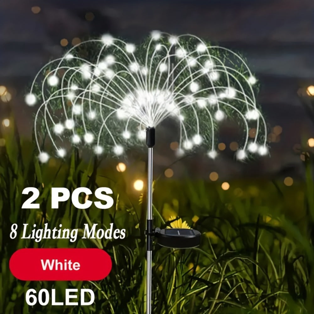 Solar Garden Lights Firework Stakes with 60-420 LEDs, 8 Modes, Flexible Copper Wire and Color Options