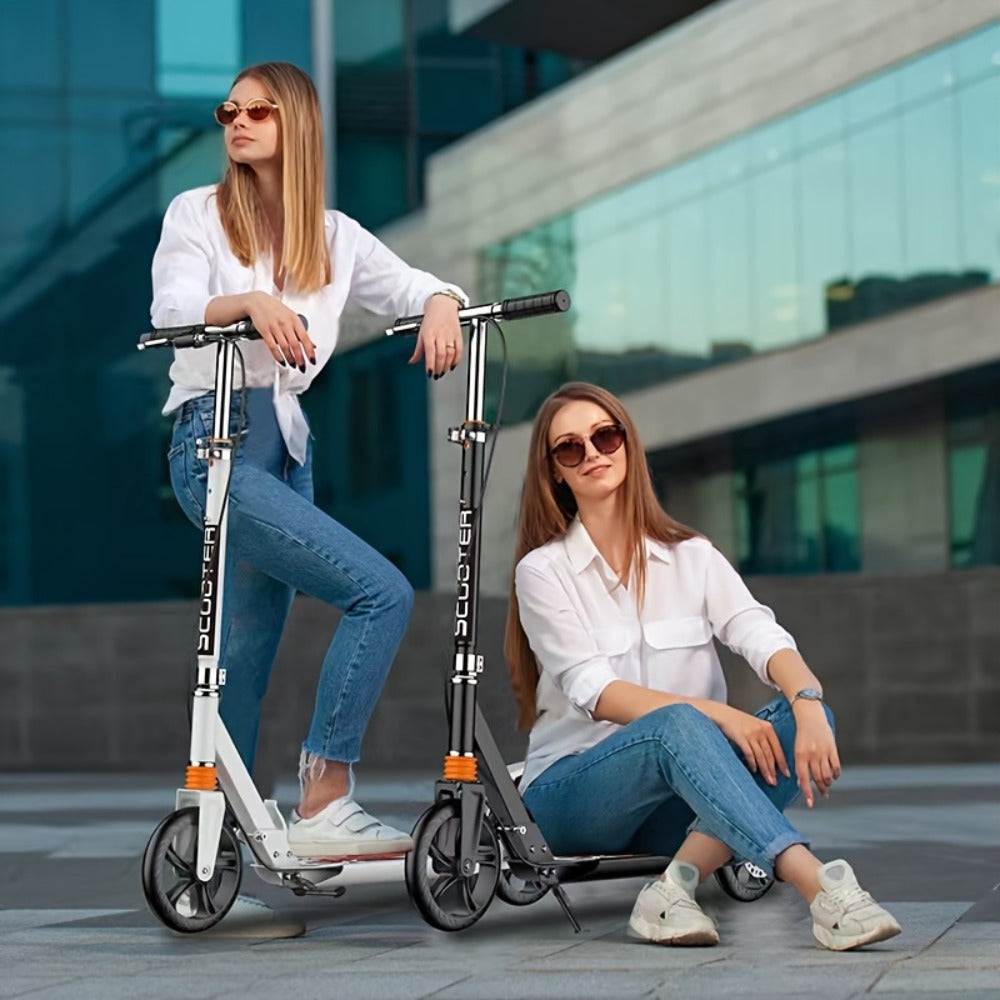 Foldable Commuter Scooter for Adults and Teens, 4-Gear Adjustable Height Double Brake 2-Wheel Kick Scooter