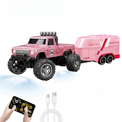 Mini RC Off-Road Truck with Trailer 1:64 Scale Die-Cast Remote Control Car with the Listed Color, Size or Set Options for Everyday Use