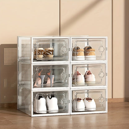 Transparent Stackable Shoe Boxes with Lid – Foldable Clear Sneaker Storage Organizer (6/24pcs)