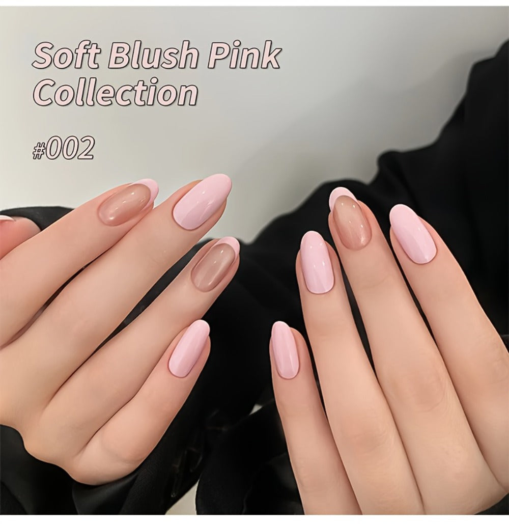 Gel Nail Polish 8-Color Gentle Pink Set in 0.51oz Bottles with Shades 001-008 and LED Soak-Off Cure for Nail Art