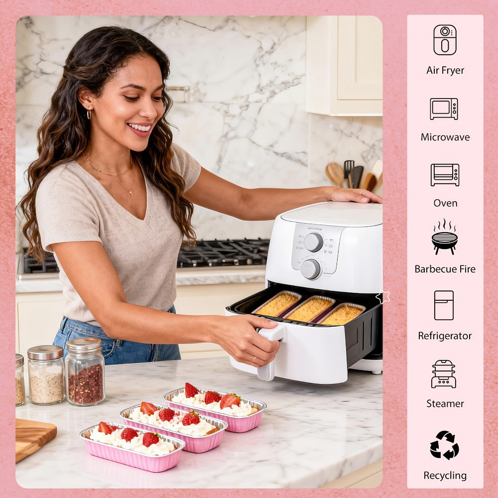 Mini Cake Pans 100 Pack with Lids and Spoons Aluminum Foil Rectangular Disposable Baking Pans for Entryways, Bedrooms and Living Spaces
