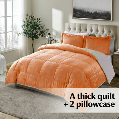 Sherpa Fleece Comforter Set Extra Thick Plush Microfiber Reversible Soft Warm Luxury Bed Blanket Twin XL Full Queen King 10 Colors