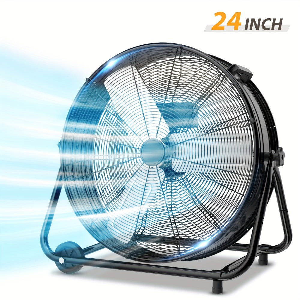Industrial Drum Fan High Velocity Floor Fan 24 30 Inch, 3-Speed Metal Air Circulator 360 Tilt Casters ETL Listed