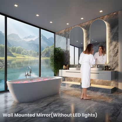 Full Length Mirror Floor Standing, Arched & Rect Body Mirror with Stand, Hanging or Leaning Wall Mirror, Aluminum Alloy Thin Frame