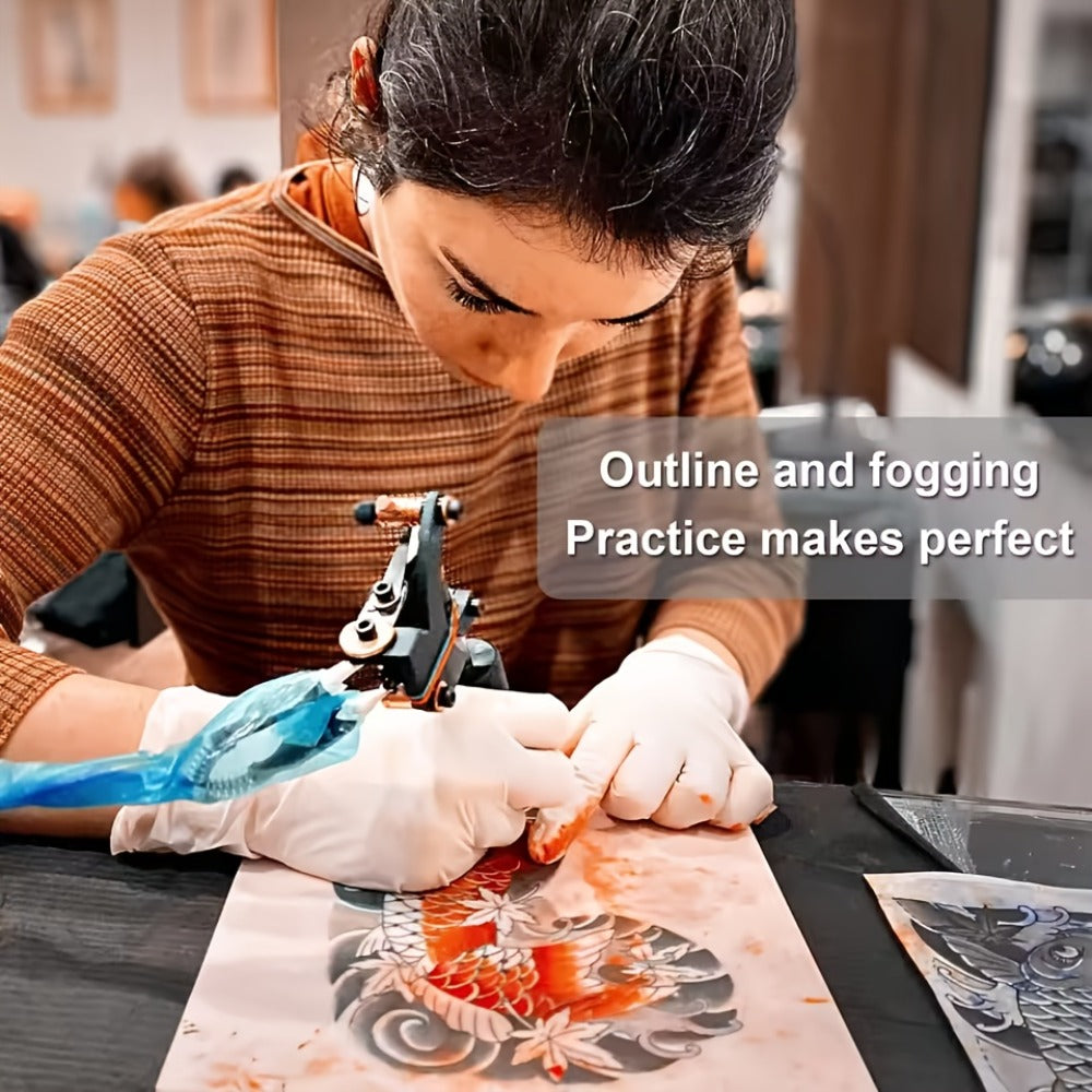Tattoo Practice Skin Double-Sided Silicone Fake Skin – A4 Tattoo Transfer Paper Kit, Thermal Stencil Paper for Beginners & Artists