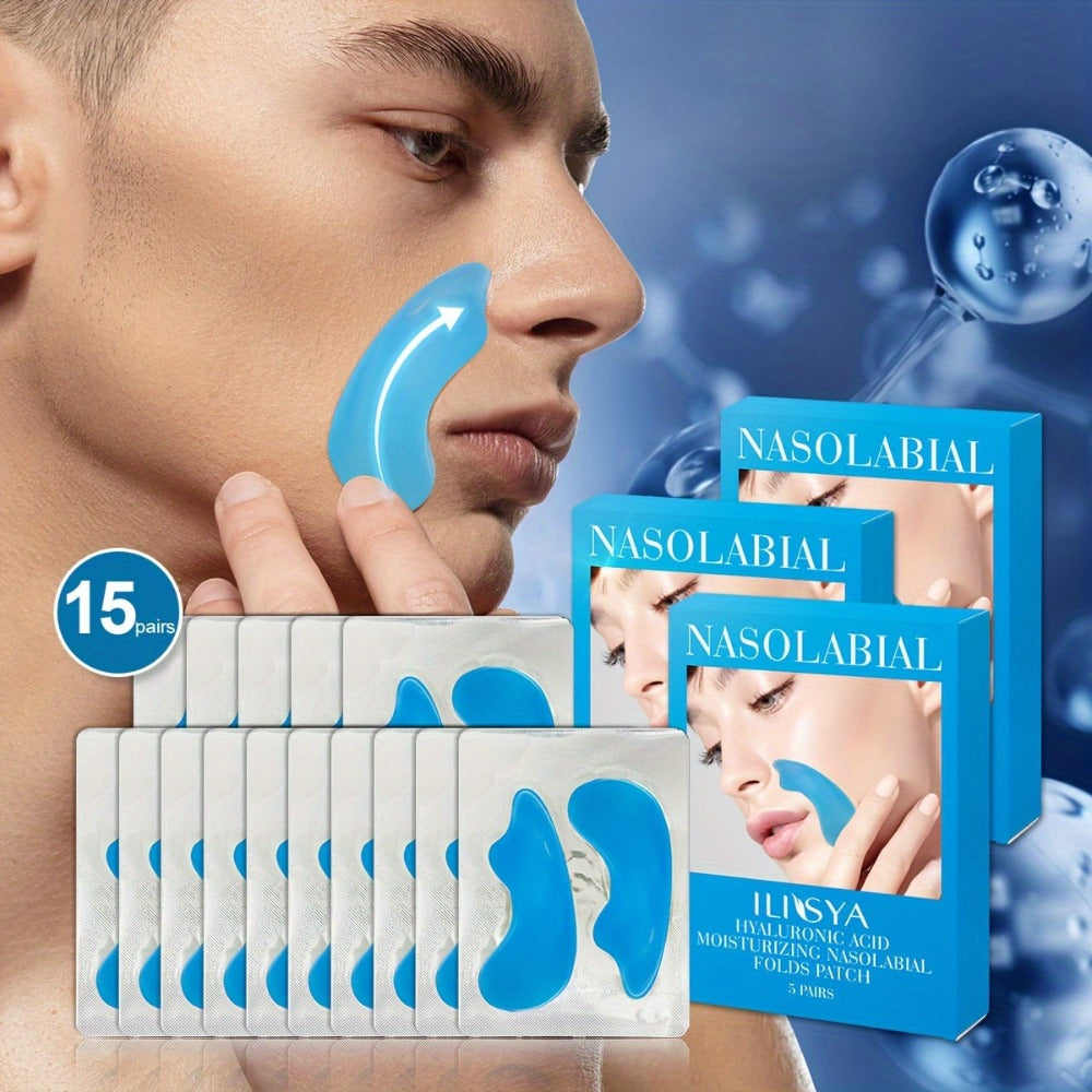 Nasolabial Fold Patches 3 Boxes - Hyaluronic Acid & Collagen Laugh Line Sticker, Lifting Tightening Anti-Wrinkle Nose Line Patch